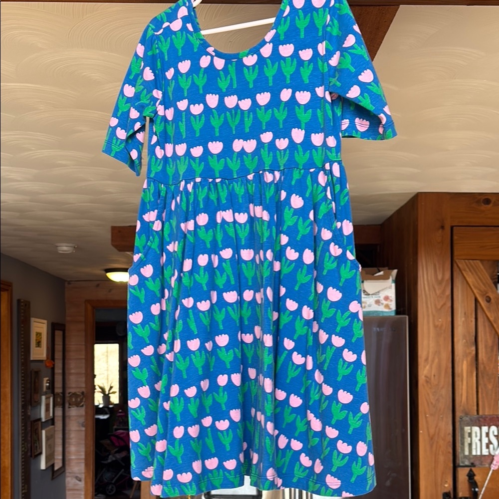 Floral Blue and Green Kids Dress